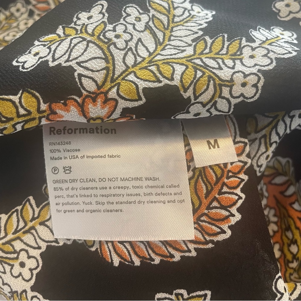 Reformation Black and Gold Patterned Women's Top - Picture 5 of 5